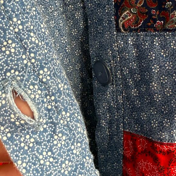 Vintage Jacket SZ Medium/Large Upcycled Handmade Patchwork Denim Quilt Cottage - Picture 4 of 16